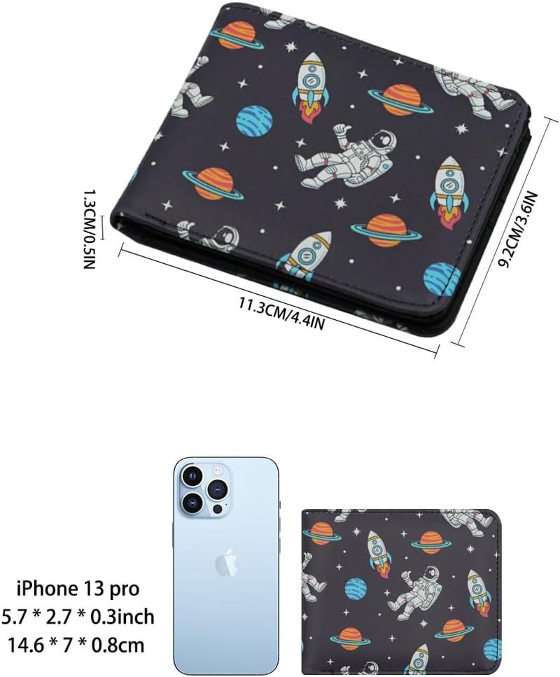 Jonyee Boys Wallet for Kids and Teenager, Funny Leather Bifold Purse with Zipper Coin Pocket and Card Cash Holder for Youth Men, Cool Cartoon Game Wallet for Kids Gifts -Space Astronaut - Image 3